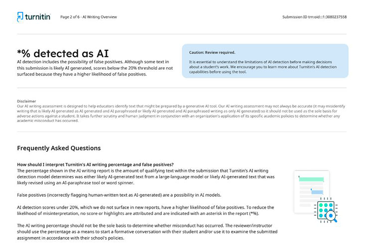 ai detection ตัวอย่างรายงาน